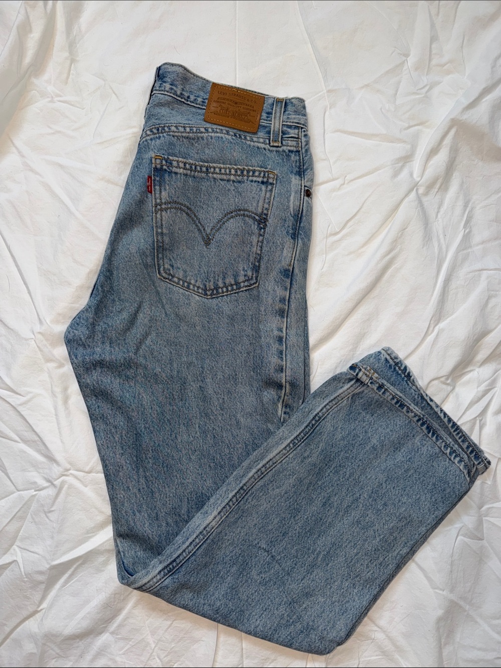 Levi's women’s Washed Light Blue Straight Leg Jeans